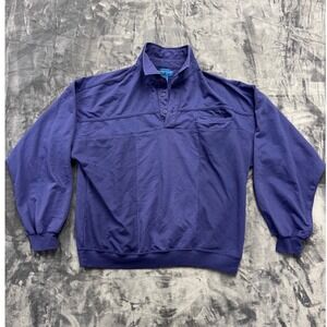 Towncraft Pullover Sweatshirt Men XL Purple Quarter Button Textured Panel Pocket